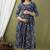 Floral printed blue pure cotton flared maternity maxi dress