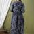 Floral printed blue pure cotton flared maternity maxi dress