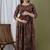 Floral printed brown pure cotton flared maternity maxi dress