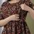 Floral printed brown pure cotton flared maternity maxi dress