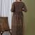 Floral printed brown pure cotton flared maternity maxi dress