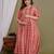 Floral printed red pure cotton flared maternity maxi dress