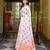 Offwhite handloom linen saree with orange owl block prints all over body