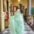 Mint green cotton jamdani saree with offwhite woven design