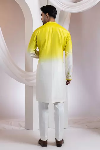 Pink printed chanderi kurta set