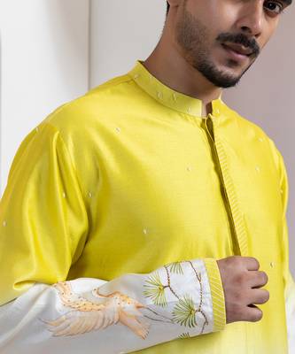 Pink printed chanderi kurta set 3