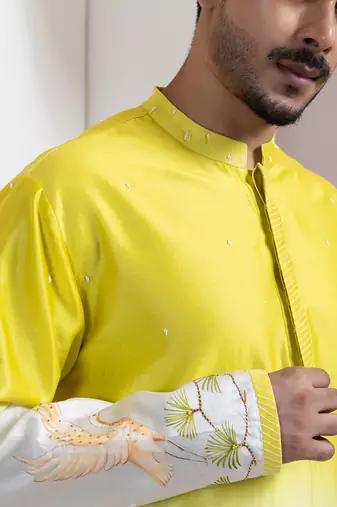 Pink printed chanderi kurta set