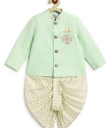 Green plain viscose  bandhgala Set