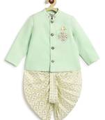 Green plain viscose  bandhgala Set