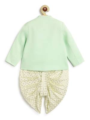 Green plain viscose  bandhgala Set 3