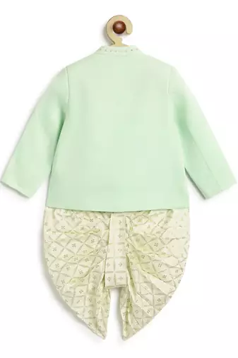Green plain viscose  bandhgala Set