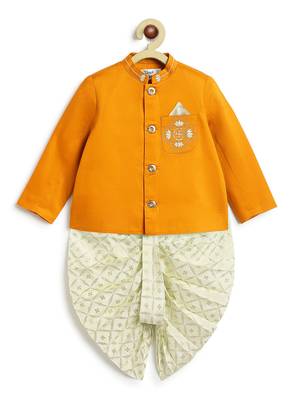 Yellow plain viscose  bandhgala Set 2
