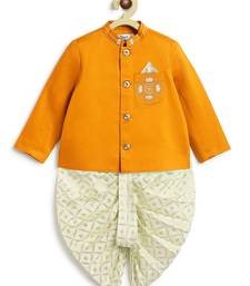 Yellow plain viscose  bandhgala Set