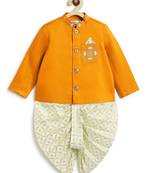 Yellow plain viscose  bandhgala Set