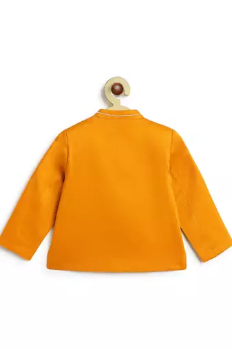 Yellow plain viscose  bandhgala Set