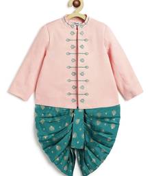 Pink embroidered viscose bandhgala Set