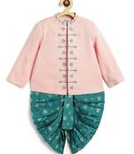 Pink embroidered viscose bandhgala Set