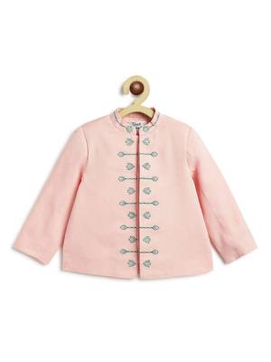 Pink embroidered viscose bandhgala Set 2