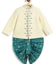 Cream embroidered viscose  bandhgala Set