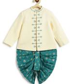 Cream embroidered viscose  bandhgala Set