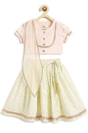 Pink embroidered viscose lehenga set