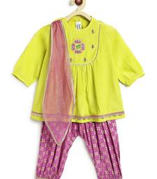 Green embroidered viscose kurta set