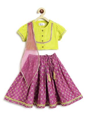 Green printed viscose lehenga set 2