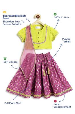 Green printed viscose lehenga set 3