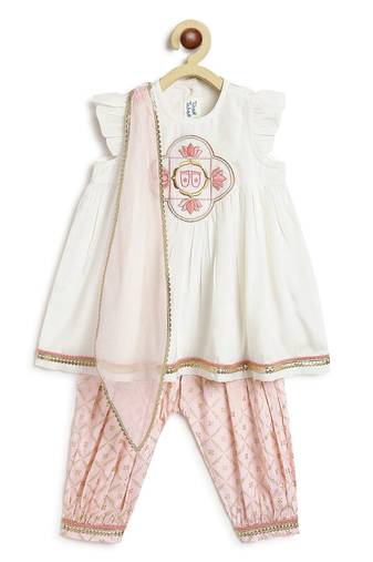 White embroidered viscose kurta set