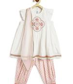 White embroidered viscose kurta set