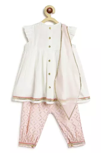 White embroidered viscose kurta set