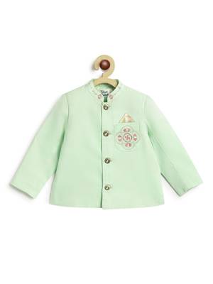 Green plain viscose bandhgala Set 3