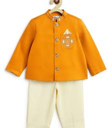 Yellow plain viscose  bandhgala Set