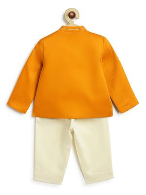 Yellow plain viscose  bandhgala Set 3