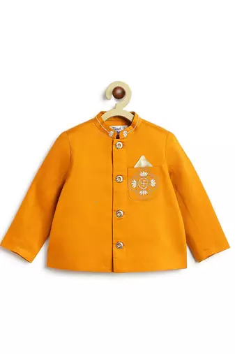 Yellow plain viscose  bandhgala Set
