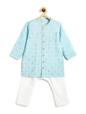 Blue printed viscose kurta set 2