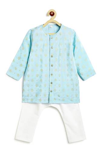 Blue printed viscose kurta set