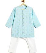 Blue printed viscose kurta set