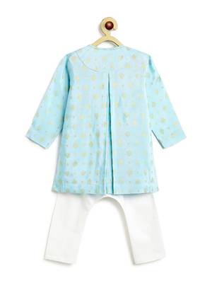 Blue printed viscose kurta set 3
