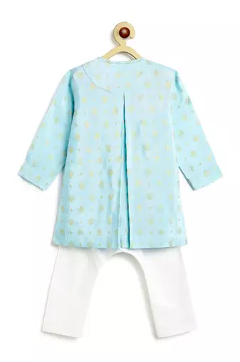 Blue printed viscose kurta set