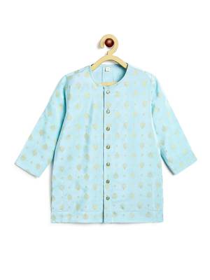 Blue printed viscose kurta set 4