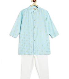 Blue printed viscose kurta set