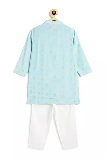 Blue printed viscose kurta set