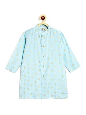 Blue printed viscose kurta set 3