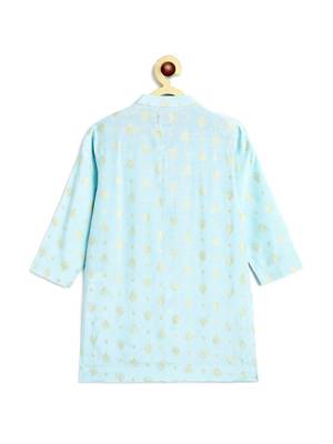 Blue printed viscose kurta set 4
