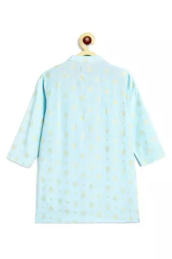 Blue printed viscose kurta set