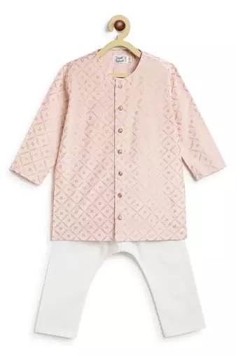 Pink printed viscose kurta set