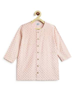Pink printed viscose kurta set 4