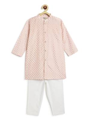 Pink printed viscose kurta set 1