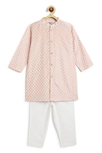 Pink printed viscose kurta set